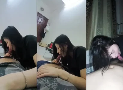 Đi làm về chưa kịp thay đồ mà em đã kéo quần bú mút
